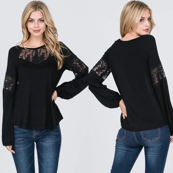 🆕 Simply Chic Lace Sleeve Top - Picture 5 of 8